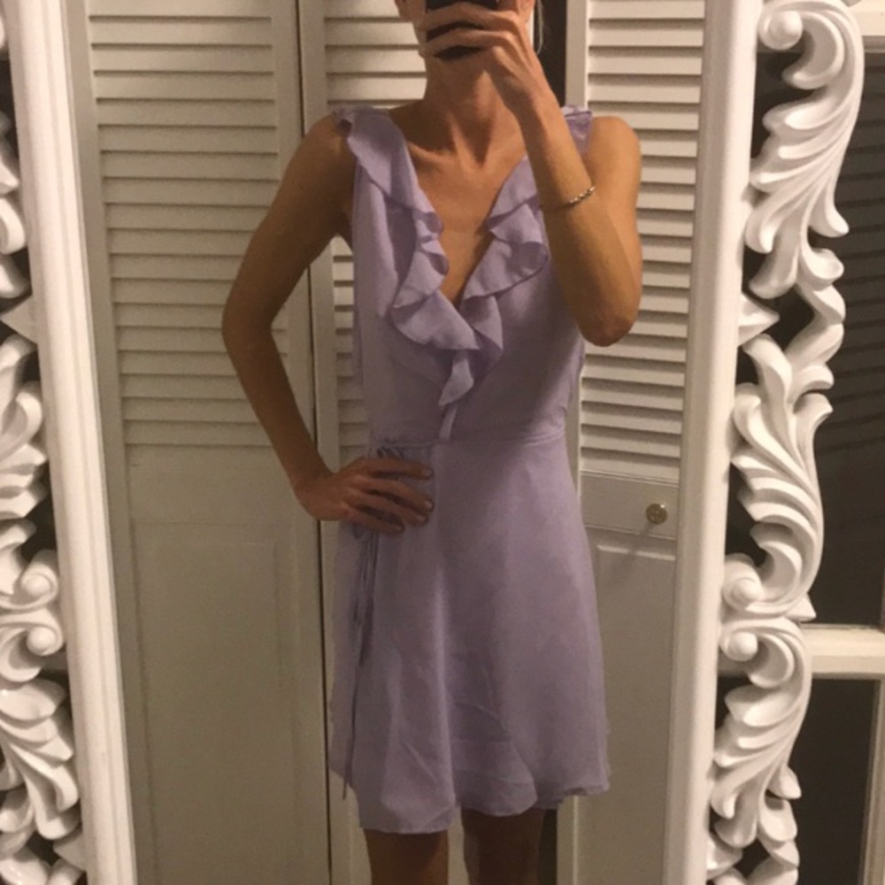 1 LEFT! NWT lilac ruffle wrap chiffon dress gown - Picture 5 of 6